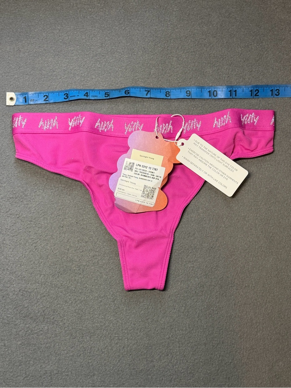 YITTY Hot Pink Thong Bikini Bottoms with Script Waistband